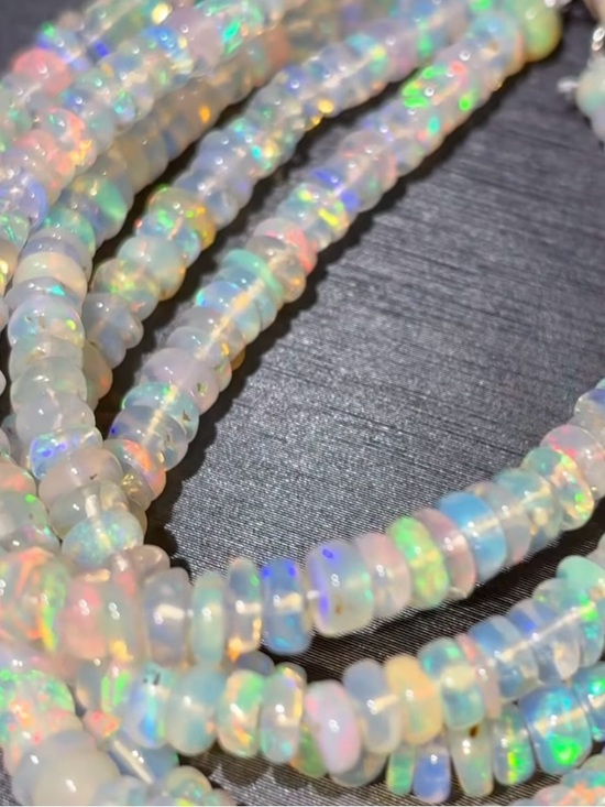 Jewelry - Genuine Ethiopian Opal Multi Fire Rondelle Bracelet S925 Sterling Silver 4mm NEW